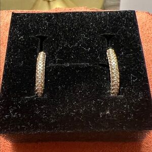 1/4 inch Moissanite Huggies 14K Rose Gold over 925 Sterling